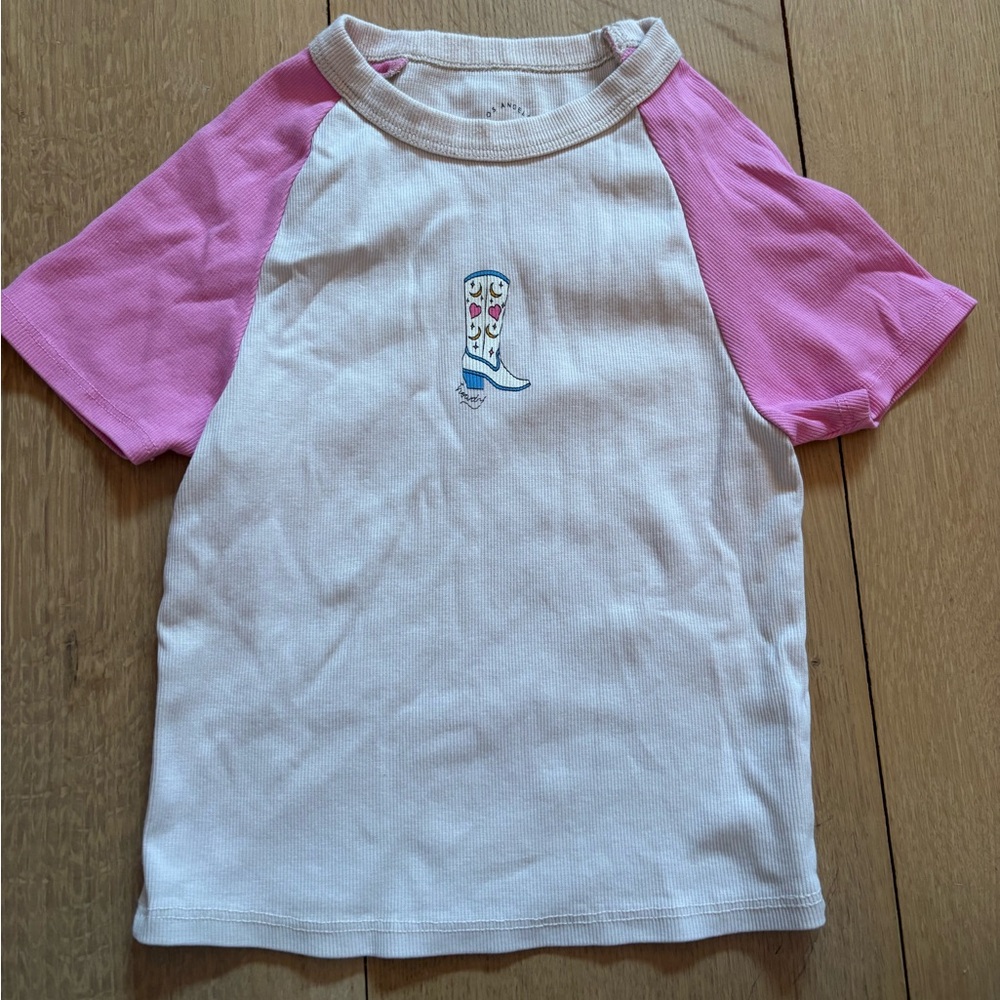 Pink and cream cowboy boot crop top